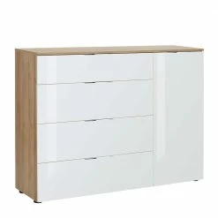 Schlussverkauf ✨ Esszimmer Kommode In Weiß Glas & Eiche - Ayfuna ✨