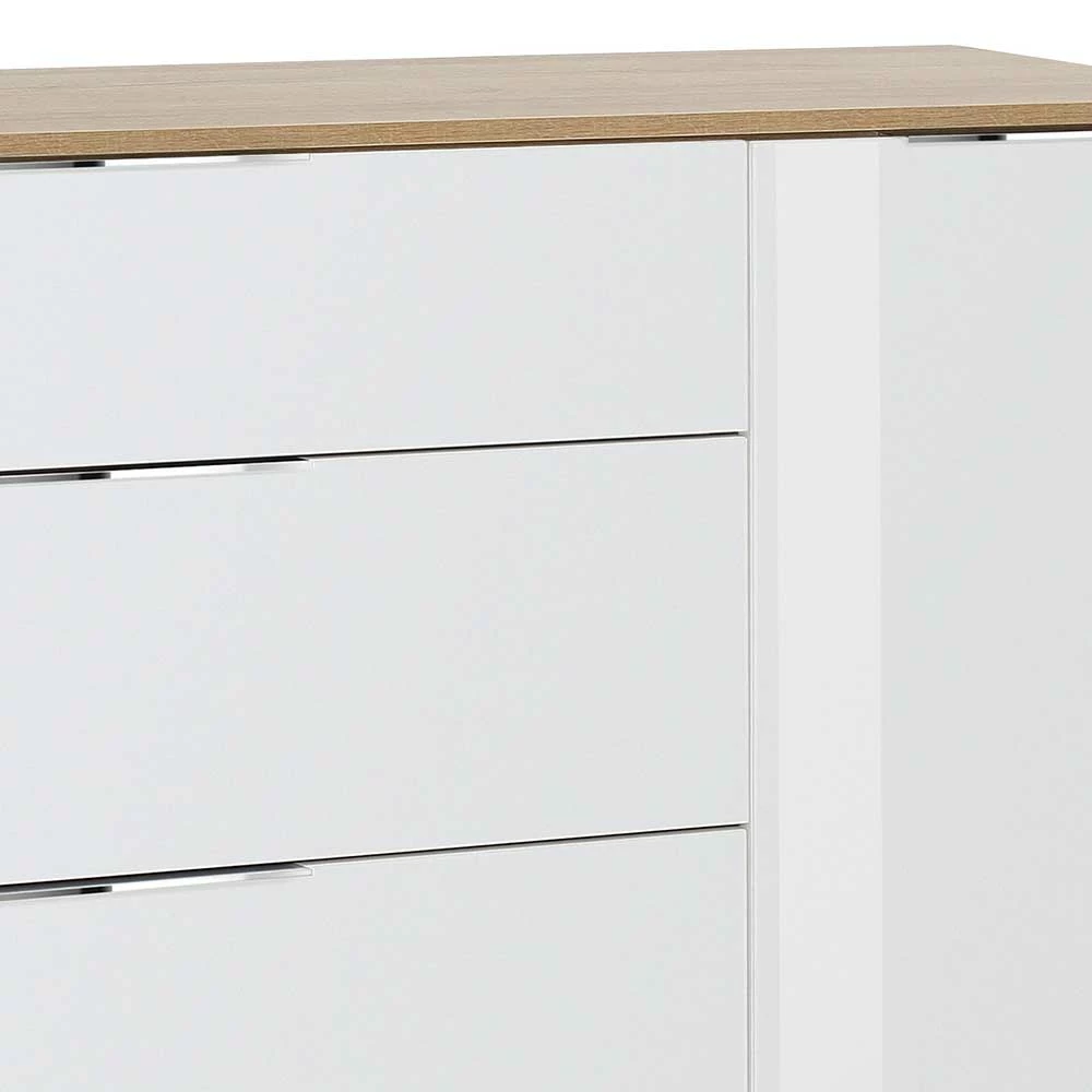 Aktion ⭐ Esszimmer Sideboard In Weiß Glas & Eiche - Ayfuna 🧨 4 Aktion ⭐ Esszimmer Sideboard In Weiß Glas & Eiche - Ayfuna 🧨 – Bild 4