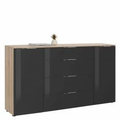 Reanna Shop -Reanna Shop grosses wohnzimmer sideboard in anthrazit glas und sonoma eiche dekor adricia 01