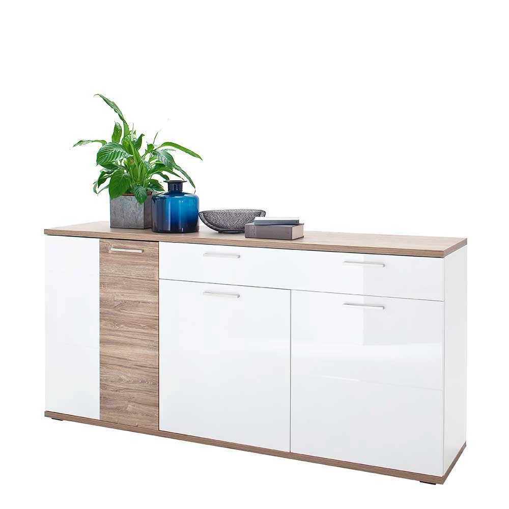 Auslauf 💯 Hochglanz Sideboard In Weiß - Icadro 🎉 1 Auslauf 💯 Hochglanz Sideboard In Weiß - Icadro 🎉