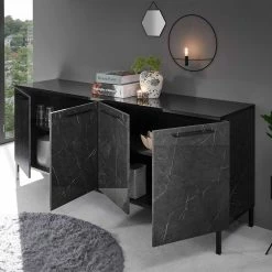 Brandneu 👍 Hochglanz Sideboard Mit 207 Cm Breite - Cabriza ✨ -Reanna Shop hochglanz sideboard mit 207 cm breite in schwarz marmor optik cabriza 02