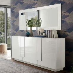 Billig 🔔 Hochglanz Sideboard Mit 3 Türen In Weiß - Kerym 👏 -Reanna Shop hochglanz sideboard mit 3 tueren in weiss modernes design kerym 05