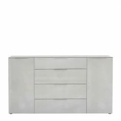 Angebote ⌛ Hochwertiges Sideboard In Beigegrau Glas - Calivia 🥰 -Reanna Shop hochwertiges sideboard in beigegrau glas und sonoma eiche dekor calivia 02