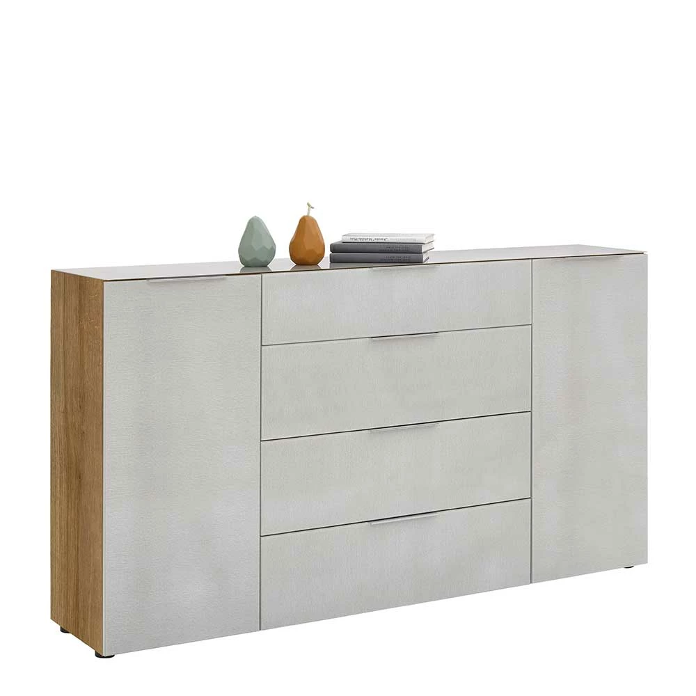 Neu 🥰 Hohes Sideboard In Beigegrau Glas - Settas 🥰 2 Neu 🥰 Hohes Sideboard In Beigegrau Glas - Settas 🥰 – Bild 2