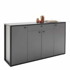 Coupon 💯 Hohes Sideboard In Grau & Anthrazit - Ridona 🎉 -Reanna Shop hohes sideboard in grau anthrazit mit metallgriffen 165x92x44 ridona 02