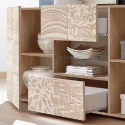 Blitzangebot 🔔 Holzdekor Sideboard In Sonoma-Eiche - Bielvas ✔️ -Reanna Shop holzdekor sideboard in sonoma eiche mit mustern bedruckt bielvas 03