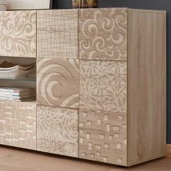 Blitzangebot 🔔 Holzdekor Sideboard In Sonoma-Eiche - Bielvas ✔️ -Reanna Shop holzdekor sideboard in sonoma eiche mit mustern bedruckt bielvas 04