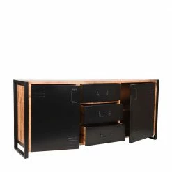 Top 10 🔥 Industrial Sideboard Mit Metall Front & Gestell - Kalescu 😍 -Reanna Shop industrial sideboard mit metall front gestell massivholz korpus kalescu 02