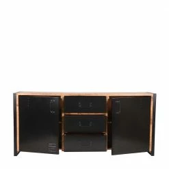 Top 10 🔥 Industrial Sideboard Mit Metall Front & Gestell - Kalescu 😍 -Reanna Shop industrial sideboard mit metall front gestell massivholz korpus kalescu 03