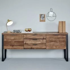 Aktion 🔥 Industrial Sideboard Mit Viel Bodenfreiheit - Srecla 😉 -Reanna Shop industrial sideboard mit viel bodenfreiheit in vintage eiche dekor schwarz srecla 02