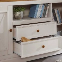 Bester Verkauf 🤩 Kiefer Sideboard Elvelina In Weiß & Eichefarben 🎉 -Reanna Shop kiefer sideboard in weiss eichefarben landhaus elvelina 05