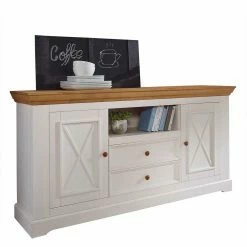 Bester Verkauf 🤩 Kiefer Sideboard Elvelina In Weiß & Eichefarben 🎉