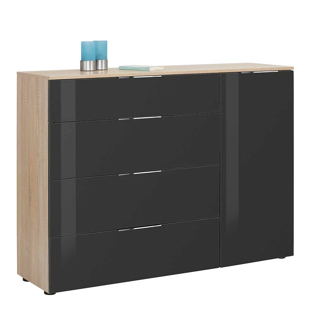 Neu 😍 Kombi Kommode In Anthrazit Glas - Adricia 💯 2 Neu 😍 Kombi Kommode In Anthrazit Glas - Adricia 💯 – Bild 2