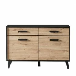 Neu ⭐ Kombi-Kommode In Wildeiche & Schwarz - Paniera 😉 -Reanna Shop kombi kommode in wildeiche schwarz mit soft close paniera 04