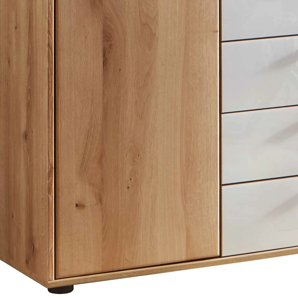Schlussverkauf 👍 Kommode In Eiche Bianco & Weiß Glas - Colin 🌟 3 Schlussverkauf 👍 Kommode In Eiche Bianco & Weiß Glas - Colin 🌟 – Bild 3