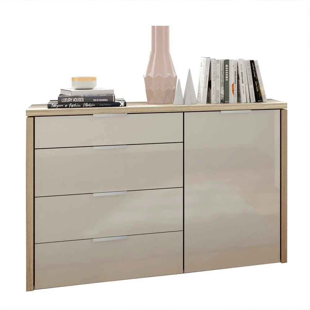 Aktion 🛒 Kommode In Taupe & Eiche Dekor - Avrila 🔥 1 Aktion 🛒 Kommode In Taupe & Eiche Dekor - Avrila 🔥