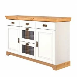 Auslauf ❤️ Kommode Mit Glas In Weiß & Honig - Brasivon ✨