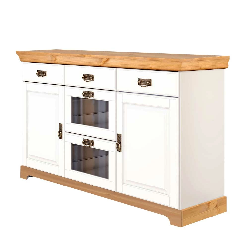 Auslauf ❤️ Kommode Mit Glas In Weiß & Honig - Brasivon ✨ 1 Auslauf ❤️ Kommode Mit Glas In Weiß & Honig - Brasivon ✨