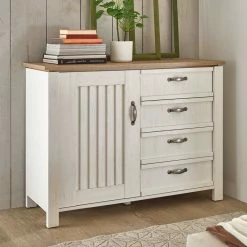 Aktion 🔔 Landhaus Kombi-Kommode In Weiß - Malvissa ✔️ -Reanna Shop landhaus kombi kommode in weiss und eiche 117x86x41 malvissa 02