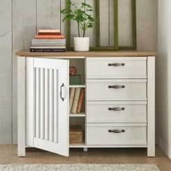 Aktion 🔔 Landhaus Kombi-Kommode In Weiß - Malvissa ✔️ -Reanna Shop landhaus kombi kommode in weiss und eiche 117x86x41 malvissa 03