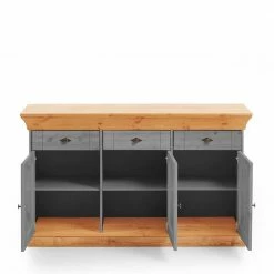 Blitzangebot ✔️ Landhaus Sideboard Cempino In Grau ❤️ -Reanna Shop landhaus sideboard grau kiefer teilmassiv cempino 02