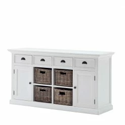 Coupon 😉 Landhaus Sideboard In Weiß Venzeno Mit 4 Körben 👏