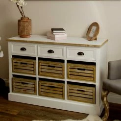 Budget 🔥 Landhaus Sideboard Calavon Mit Körben ✔️