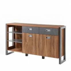 Billig 🧨 Loft Design Sideboard Im Eiche Dunkel Dekor Und Schwarz - Rompira 🤩