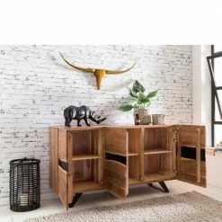 Aktion 👏 Loft Style Sideboard Draguno Aus Akazie Massiv ⭐ -Reanna Shop loft style sideboard aus akazie massiv metall draguno 05
