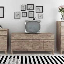 Reanna Shop -Reanna Shop massiv sideboard eiche weiss geoelt 160 cm welkin 01