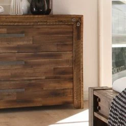 Rabatt ✔️ Massivholz Sideboard Locester In Braun ✨ -Reanna Shop massivholz sideboard braun schubladen locester 03