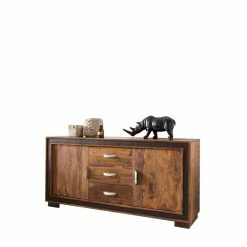 Rabatt 😉 Massivholz Sideboard Licetto Mit Kunstleder ⭐