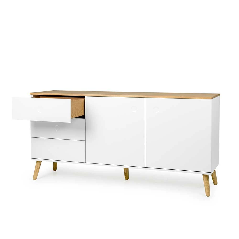 Am billigsten 🎁 Mid Century Sideboard In Weiß & Eiche Vudian Ohne Griffe 🌟 3 Am billigsten 🎁 Mid Century Sideboard In Weiß & Eiche Vudian Ohne Griffe 🌟 – Bild 3