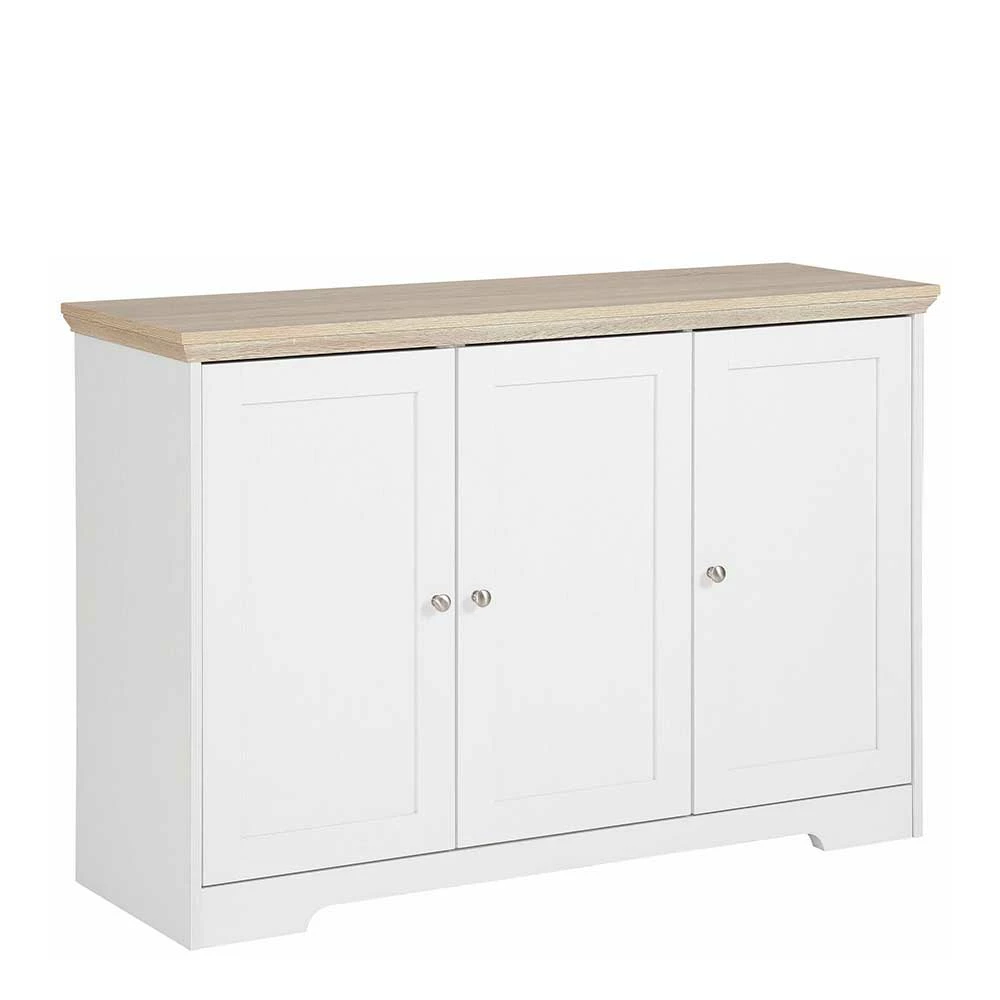 Bester Verkauf ✔️ Modern Country Türen-Kommode In Weiß & Eiche - Akedra 🥰 1 Bester Verkauf ✔️ Modern Country Türen-Kommode In Weiß & Eiche - Akedra 🥰