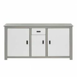 Bestpreis ⭐ Moderne Esszimmer Kommode In Weiß & Grau - Lurgeno 🧨 -Reanna Shop moderne esszimmer kommode in weiss grau aus kiefer massivholz lurgeno 02