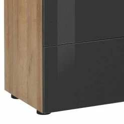 Neu 😀 Moderne Kommode Mit 4 Schubladen & Tür - Scremma 🤩 -Reanna Shop moderne kommode mit 4 schubladen tuer in anthrazit glas eiche dekor scremma 02