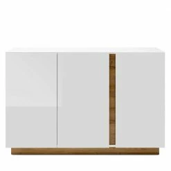 Schlussverkauf ⭐ Moderne Kommode Mit Drei Türen - Myrda ✨ -Reanna Shop moderne kommode mit drei tueren sockelgestell 138x91x40 myrda 02