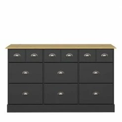 Großhandel 😀 Moderne Landhaus Kommode Mit 9 Schubladen - Candusa 🎁 -Reanna Shop moderne landhaus kommode mit 9 schubladen in schwarz kieferfarben candusa 02