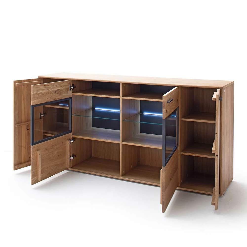 Angebote 😍 Modernes Eiche Sideboard Mit Glaseinsätzen - Assela 🌟 3 Angebote 😍 Modernes Eiche Sideboard Mit Glaseinsätzen - Assela 🌟 – Bild 3