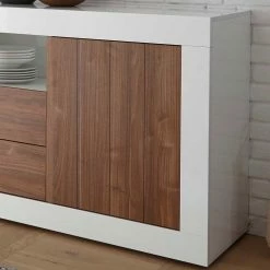 Bestes Angebot 🧨 Modernes Sideboard In Nussbaum Dekor - Heres ⭐ -Reanna Shop modernes sideboard in nussbaum dekor hochglanz weiss heres 05