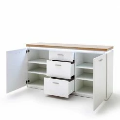 Bestes Angebot 🔥 Modernes Sideboard Mit LED Beleuchtung - Nusenia 👍 -Reanna Shop modernes sideboard mit led beleuchtung in weiss wildeiche dekor nusenia 02