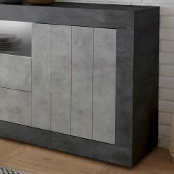 Schlussverkauf 😍 Modernes Sockel Sideboard In Beton Grau - Calla 👍 -Reanna Shop modernes sockel sideboard in beton grau dunkelgrau 184x86x43 calla 03