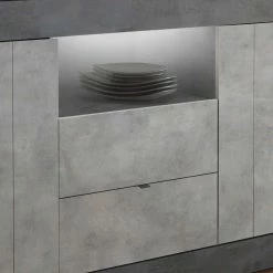 Schlussverkauf 😍 Modernes Sockel Sideboard In Beton Grau - Calla 👍 -Reanna Shop modernes sockel sideboard in beton grau dunkelgrau 184x86x43 calla 04