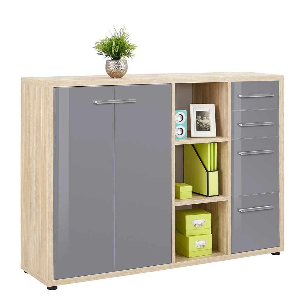 Rabatt ❤️ Niedriger Aktenschrank In Grau Glas & Eiche - Xedno 🥰 2 Rabatt ❤️ Niedriger Aktenschrank In Grau Glas & Eiche - Xedno 🥰 – Bild 2