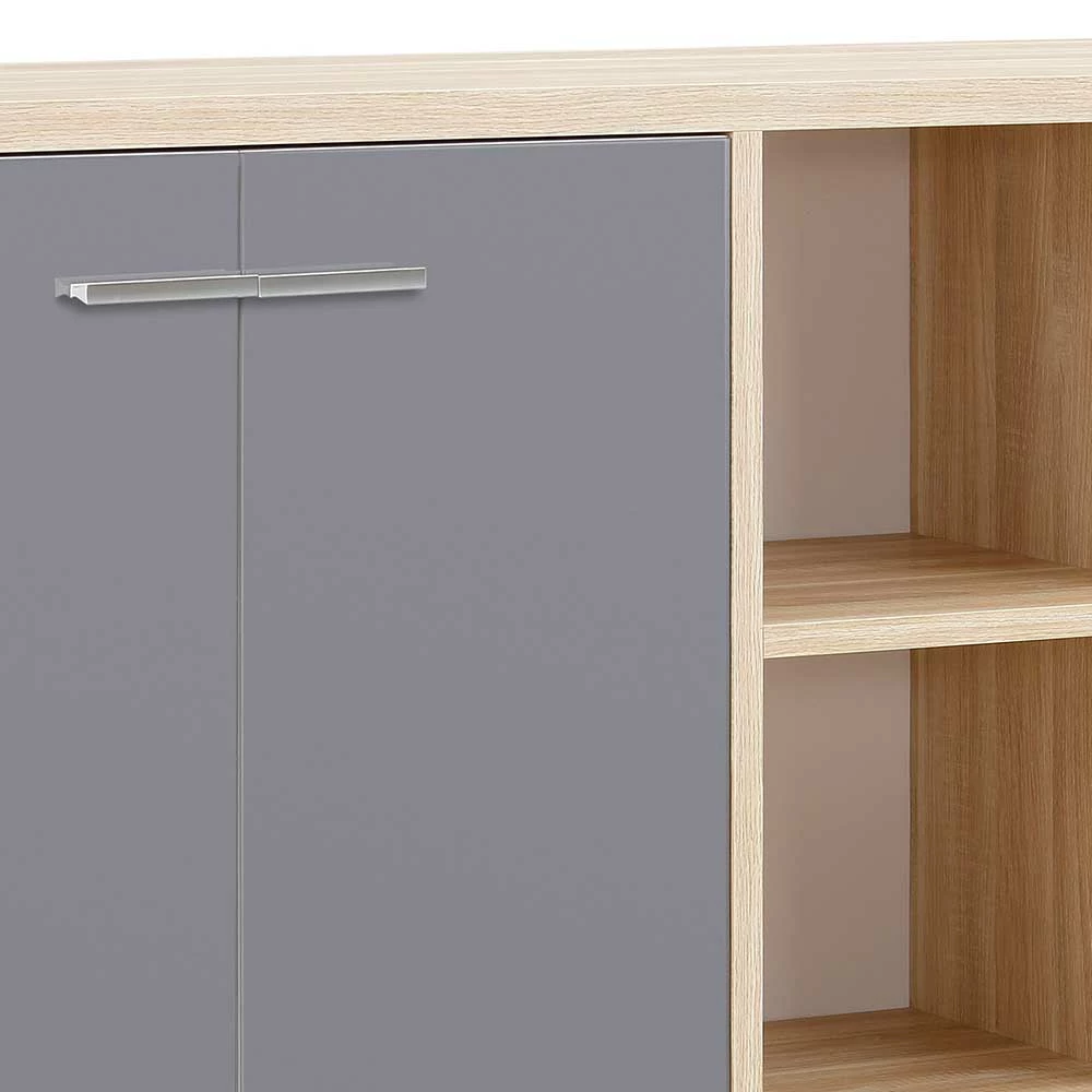 Rabatt ❤️ Niedriger Aktenschrank In Grau Glas & Eiche - Xedno 🥰 4 Rabatt ❤️ Niedriger Aktenschrank In Grau Glas & Eiche - Xedno 🥰 – Bild 4