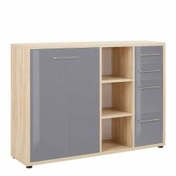 Rabatt ❤️ Niedriger Aktenschrank In Grau Glas & Eiche - Xedno 🥰