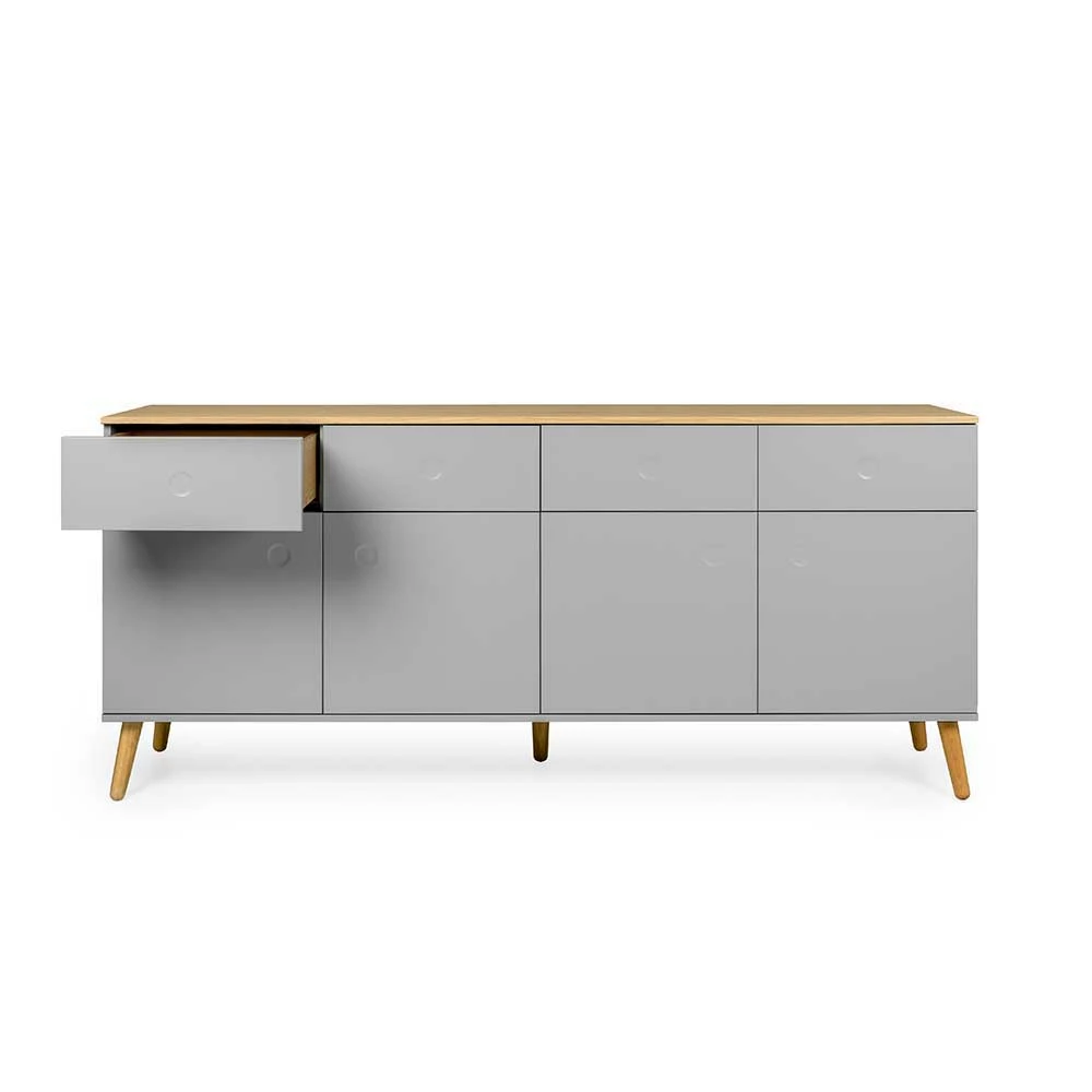 Auslauf 🔔 Push-2-Open Sideboard In Grau & Eichefarben Revanio 192cm Breit 🎉 3 Auslauf 🔔 Push-2-Open Sideboard In Grau & Eichefarben Revanio 192cm Breit 🎉 – Bild 3