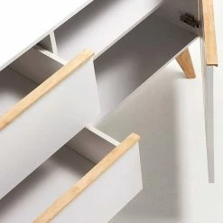 Billig 😀 Retro Kombikommode Belice In Weiß Und Eiche Massiv 👏 -Reanna Shop retro kombikommode weiss und eiche massiv 1 tuerig und zwei schubladen 120cm breit belice 03