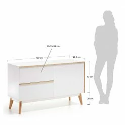 Billig 😀 Retro Kombikommode Belice In Weiß Und Eiche Massiv 👏 -Reanna Shop retro kombikommode weiss und eiche massiv 1 tuerig und zwei schubladen 120cm breit belice 05