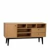 Bestes Angebot 🥰 Retro Sideboard Mit Furnier Eiche Natur Tinerva & Gestell Schwarz 🎁